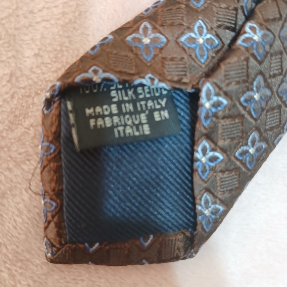 Canali Brown Tie with Blue Floral Pattern - Picture 4 of 4